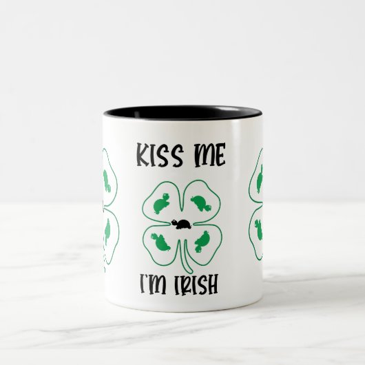 MaJk Turtle "Kiss me I'm Irish" glückliche Keramik Zweifarbige Tasse (Mittel)
