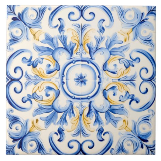 Majolica: Blau und Gold Fliese (Vorderseite)