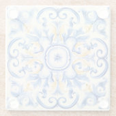 Majolica: Blau und Gold Glasuntersetzer (Rückseite)