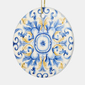 Majolica: Blau und Gold Keramik Ornament (Links)