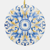 Majolica: Blau und Gold Keramik Ornament (Hinten)