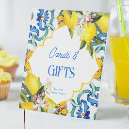 Majolica blauen Fliesen Zitronen Geburtstagsgesche Sockelschild