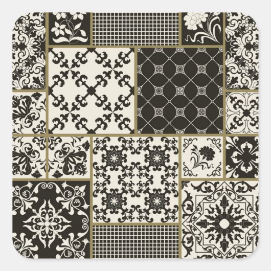 Majolica Fliesen islamische Motive. Quadratischer Aufkleber (Vorderseite)