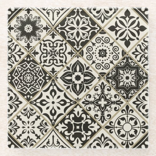 Majolica Islamic Tile Patchwork Glasuntersetzer (Vorderseite)