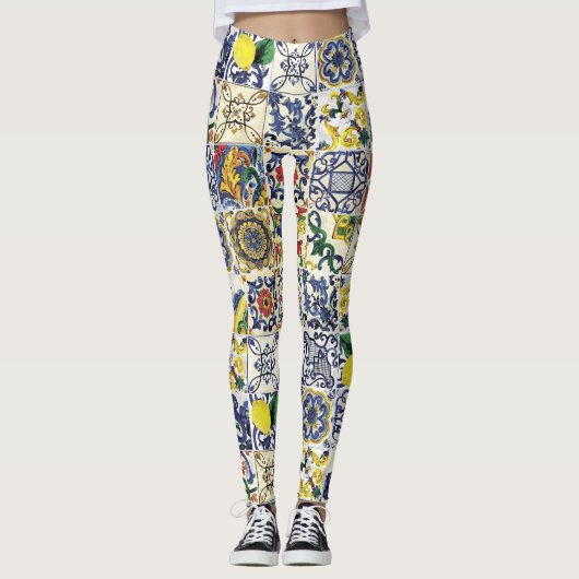 Majolica Muster Print Leggings (Vorderseite)