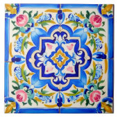 Majolica Rose Muster Fliese (Vorderseite)