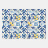 Majolica Tiles Blue Lemons Amalfi Italien 1 Geschenkpapier Set (Vorderseite)