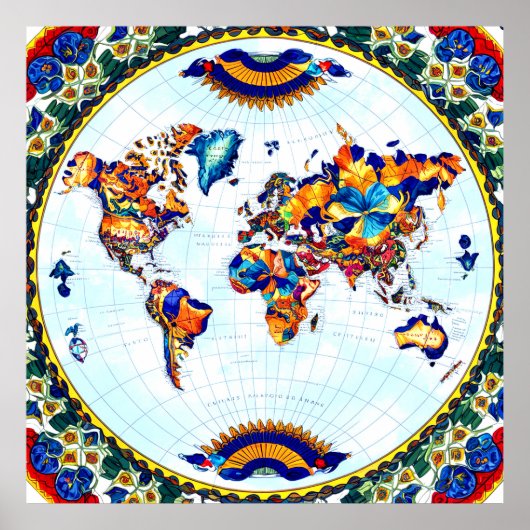 Majolica World Map Poster (Vorne)