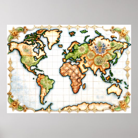 Majolica World Map Poster (Vorne)