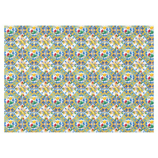 Majolika, blaue Fliesen, sizilianische Fliesen, Ke Tischdecke (Vorderseite (Horizontal))
