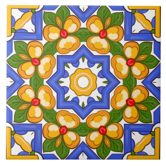 Majolika, mediterrane Fliesen, Fliese (Vorderseite)