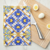 Majolika, mediterrane Fliesen, Geschirrtuch (Viertel Falte)