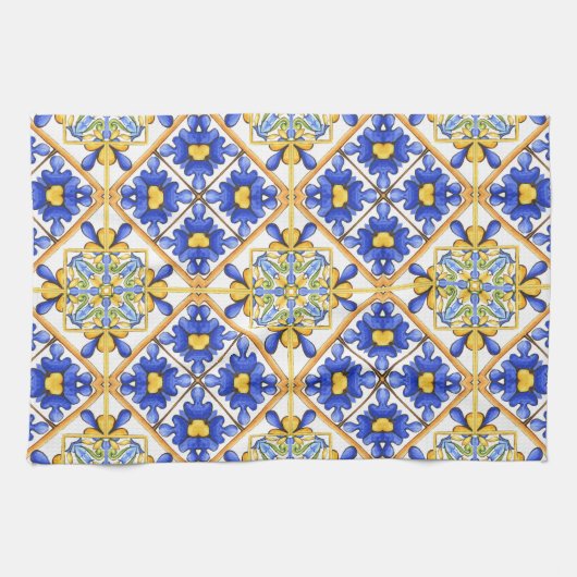 Majolika, mediterrane Fliesen, Geschirrtuch (Horizontal)