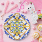 Majolika, mediterrane Fliesen, Pappteller (Party)