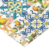 Majolika, sizilianische Fliesen, Zitronen Zitrusfr Kurzer Tischläufer (Ecke)