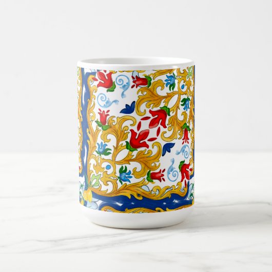 Majolika, sizilianischer Stil, Zitronen Kaffeetasse (Mittel)