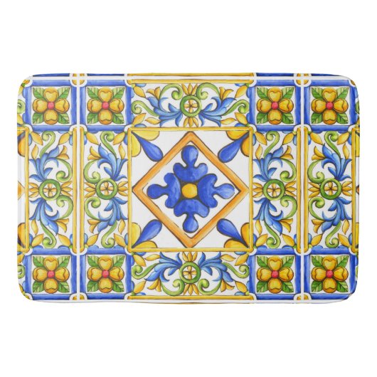 Majolika, Spanische Kachel, mediterran Badematte (Vorderseite)