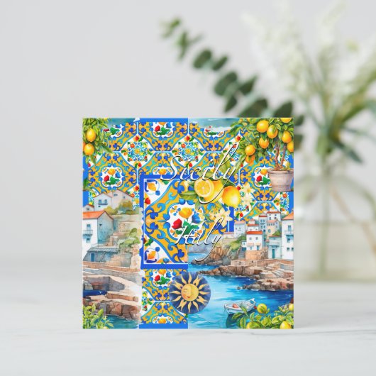 Majolika, Zitrone, sizilianische Fliesen, (Stehend Vorderseite)