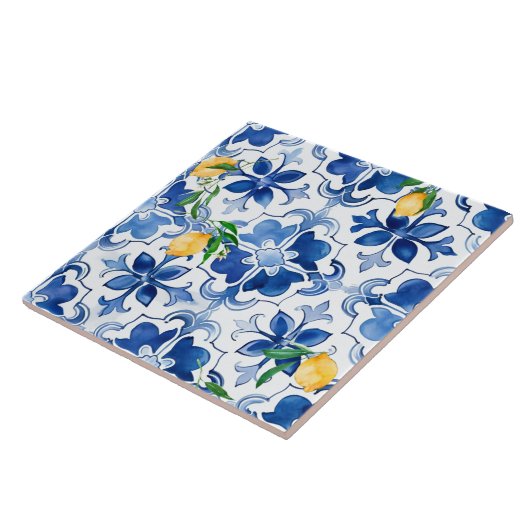 Majolika, Zitrone, sizilianische Fliesen, Fliese (Seite)