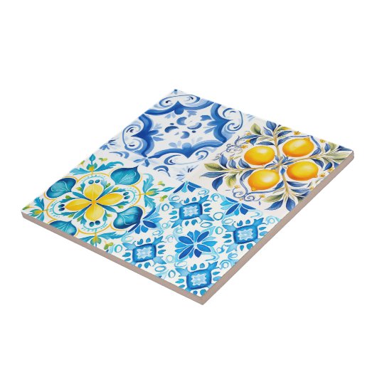 Majolika, Zitrone, sizilianische Fliesen, Fliese (Seite)