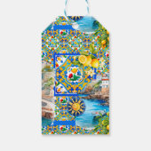 Majolika, Zitrone, sizilianische Fliesen, Geschenkanhänger (Rückseite)