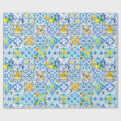 Majolika, Zitrone, sizilianische Fliesen, Geschenkpapier (Flach)