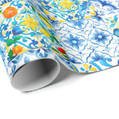 Majolika, Zitrone, sizilianische Fliesen, Geschenkpapier (Rolleneckpunkt)