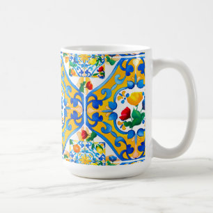 Majolika, Zitrone, sizilianische Fliesen, Kaffeetasse