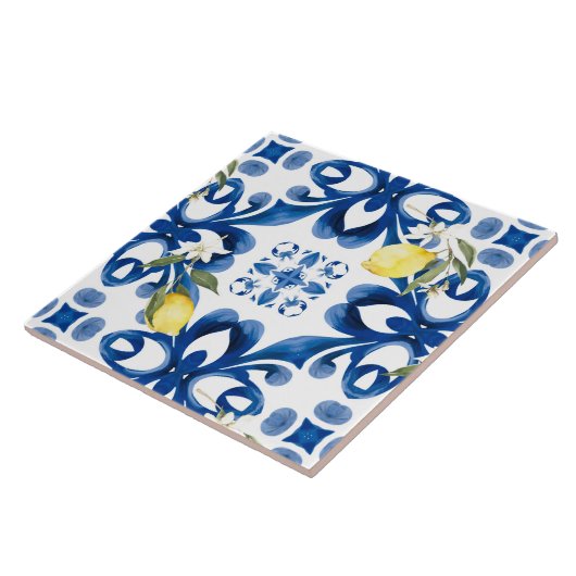 Majolika, Zitrone, sizilianische Fliesen, Keramik  Fliese (Seite)