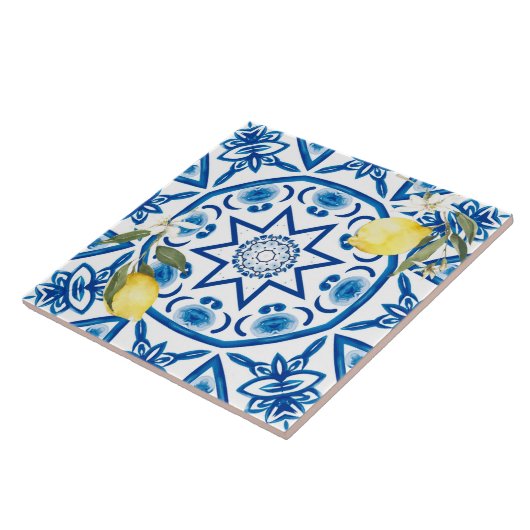 Majolika, Zitrone, sizilianische Fliesen, Keramik Fliese (Seite)