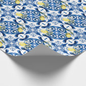 Majolika, Zitrone, sizilianische Fliesen, Keramik  Geschenkpapier (Ecke)