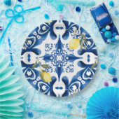 Majolika, Zitrone, sizilianische Fliesen, Keramik  Pappteller (Party)