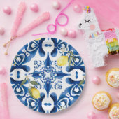 Majolika, Zitrone, sizilianische Fliesen, Keramik  Pappteller (Party)