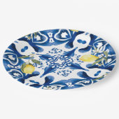 Majolika, Zitrone, sizilianische Fliesen, Keramik  Pappteller (Schrägansicht)