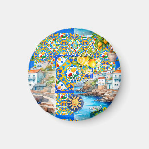 Majolika, Zitrone, sizilianische Fliesen, Magnet