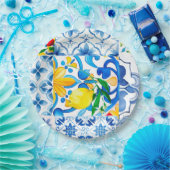 Majolika, Zitrone, sizilianische Fliesen, Pappteller (Party)