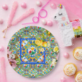 Majolika, Zitrone, sizilianische Fliesen, Pappteller (Party)