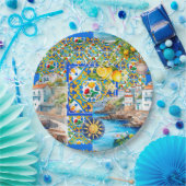 Majolika, Zitrone, sizilianische Fliesen, Pappteller (Party)