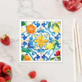 Majolika, Zitrone, sizilianische Fliesen, Serviette (Beispiel)