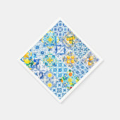 Majolika, Zitrone, sizilianische Fliesen, Serviette (Ecke)