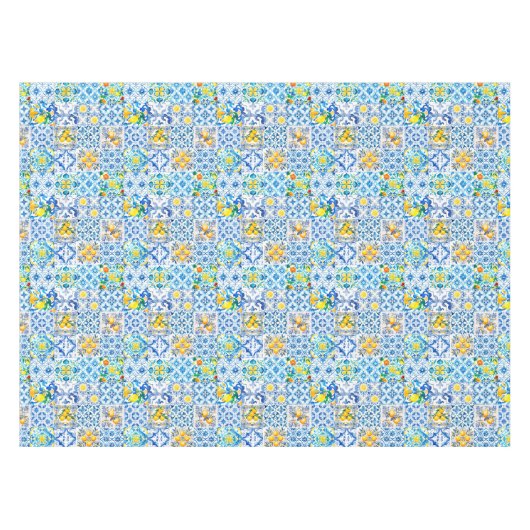 Majolika, Zitrone, sizilianische Fliesen, Tischdecke (Vorderseite (Horizontal))
