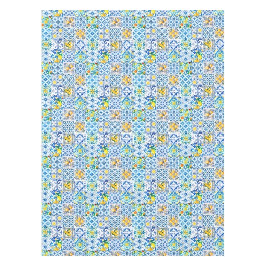 Majolika, Zitrone, sizilianische Fliesen, Tischdecke (Vorderseite)