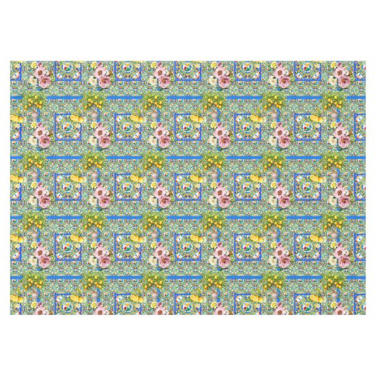 Majolika, Zitrone, sizilianische Fliesen, Tischdecke (Vorderseite (Horizontal))