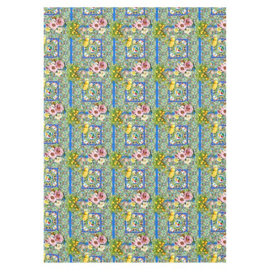 Majolika, Zitrone, sizilianische Fliesen, Tischdecke (Vorderseite)