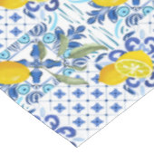 Majolika, Zitronen, mediterrane Kacheln Tischdecke (Schrägansicht)