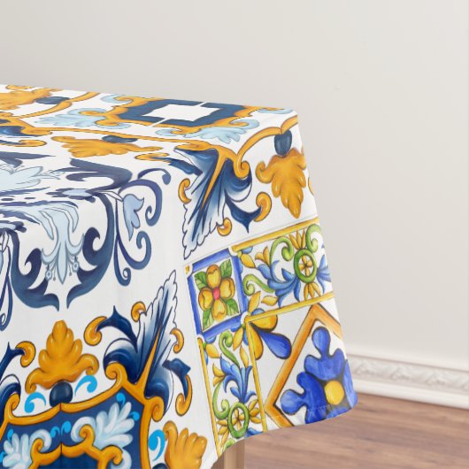 Majolika, Zitronen, sizilianische Fliesen   Tischdecke (Beispiel)