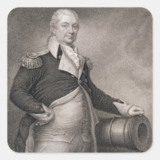 Major General Henry Knox (1750-1806), graviert dur Quadratischer Aufkleber (Vorderseite)