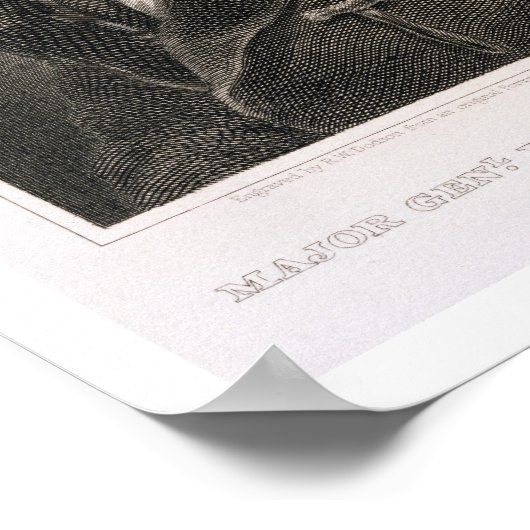 Major General William Henry Harrison, mit Gravur v Poster (Ecke)