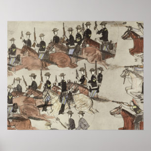 Major Marcus Reno's retreat before the Indian coun Poster