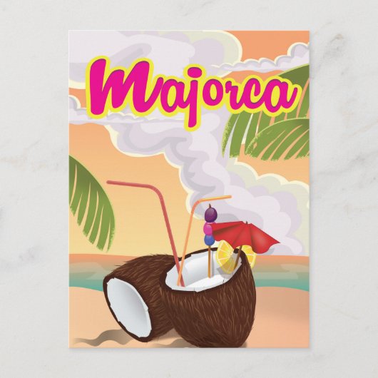 Majorca Vintage Reiseplakat. Postkarte (Vorderseite)